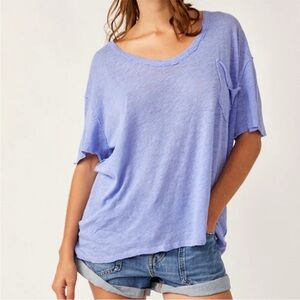 Free People We the Free Burn Out Tee in Lavender Blue NWOT